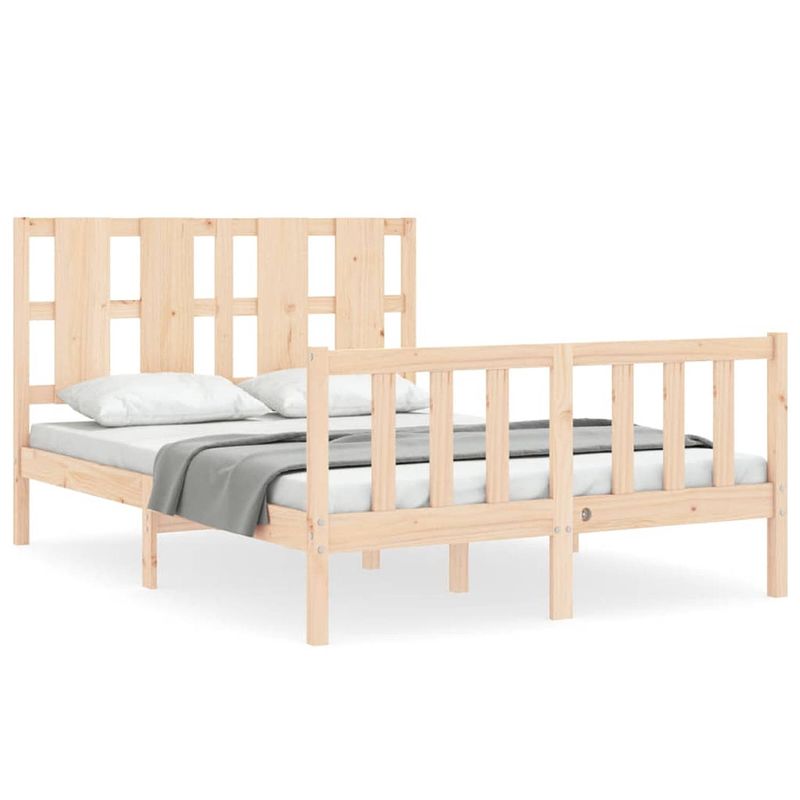 Foto van The living store massief grenenhouten bedframe - 195.5 x 145.5 x 100 cm - multiplex lattenbodem