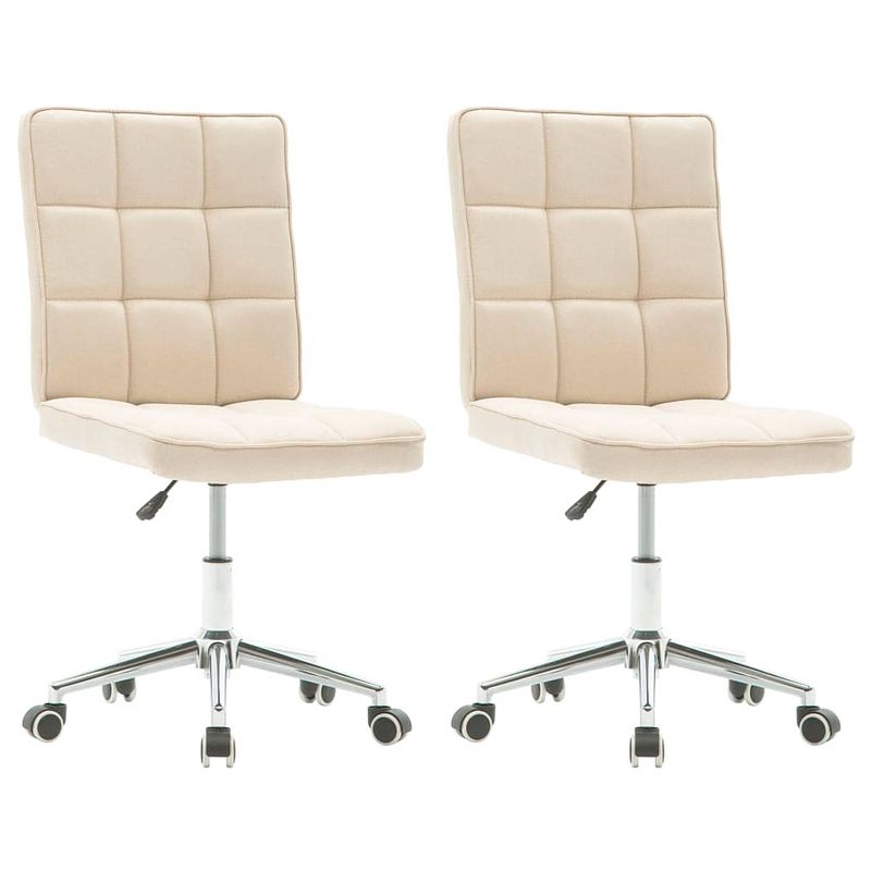 Foto van The living store eetkamerstoelen - set van 2 - crème - 48 x 55 x (88-98) cm - stoffen bekleding