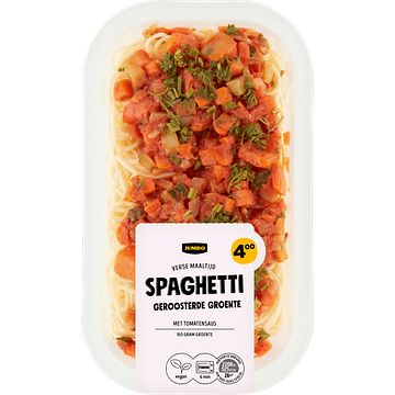 Foto van Jumbo verse maaltijd spaghetti geroosterde groente met tomatensaus 400g