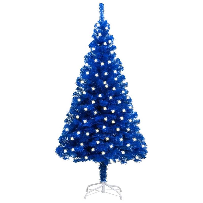 Foto van Vidaxl kunstkerstboom met led's en standaard 120 cm pvc blauw