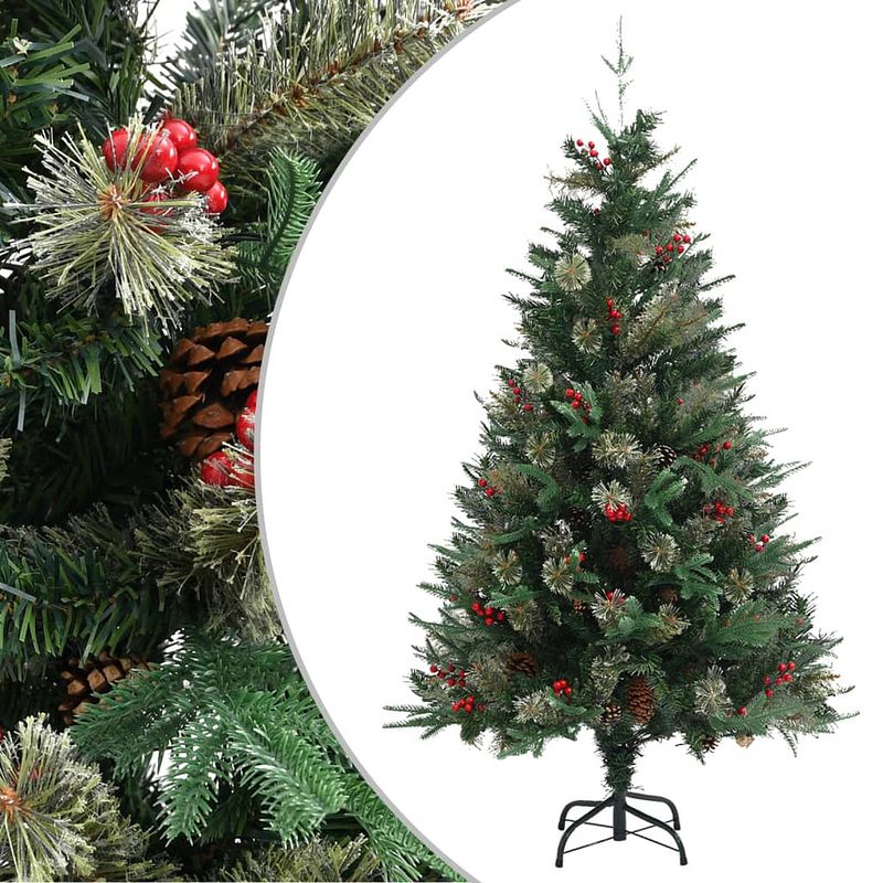 Foto van Vidaxl kerstboom met dennenappels 150 cm pvc en pe groen