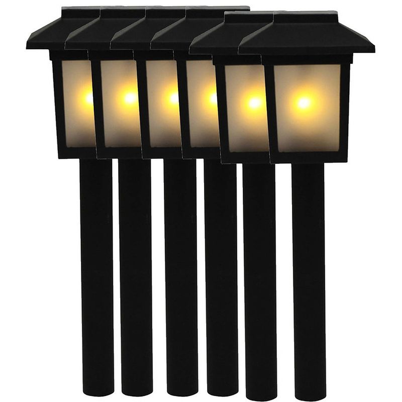 Foto van 6x tuinlamp fakkel / tuinverlichting met vlam effect 34,5 cm - prikspotjes