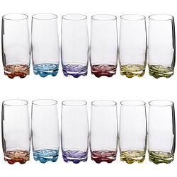 Foto van Set van 12x stuks drinkglazen/waterglazen kleurenmix 380 ml - drinkglazen