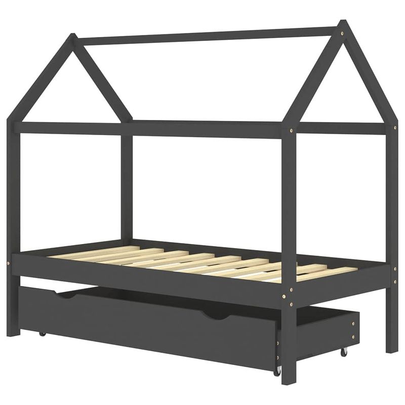 Foto van Vidaxl kinderbedframe met lade grenenhout donkergrijs 80x160 cm