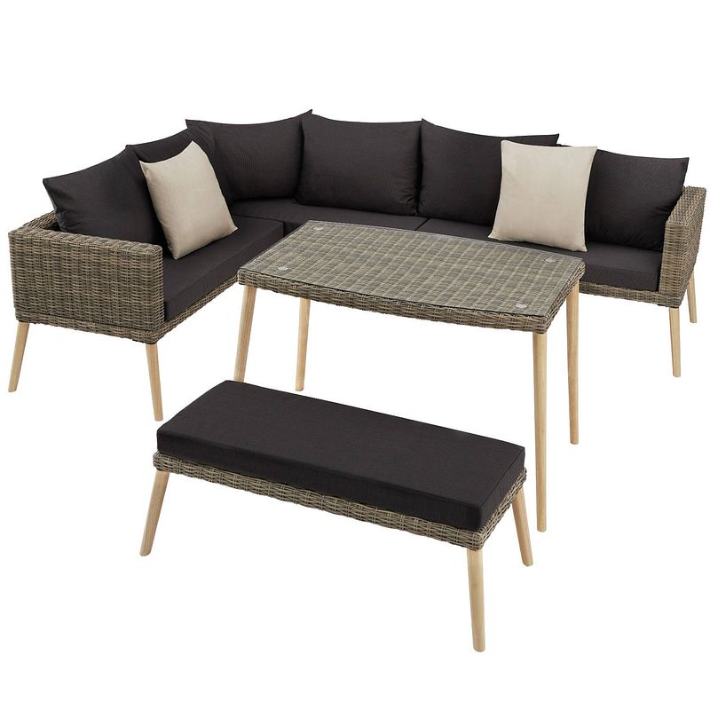 Foto van Tectake® - wicker lounge pula met aluminium frame - natuur - 404793