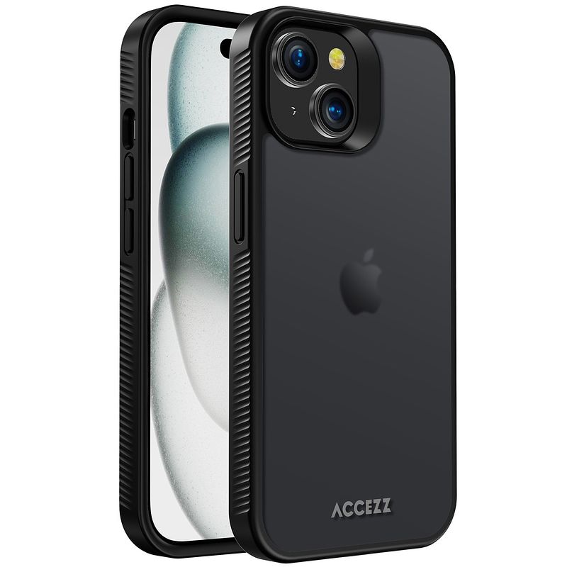 Foto van Accezz rugged frosted backcover iphone 15 telefoonhoesje zwart