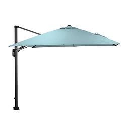 Foto van Garden impressions hawaii deluxe zweefparasol 300x300 cm - frame donker grijs - doek mint grijs