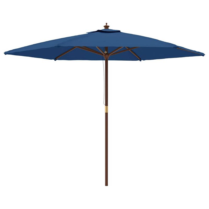 Foto van Vidaxl parasol met houten paal 299x240 cm azuurblauw