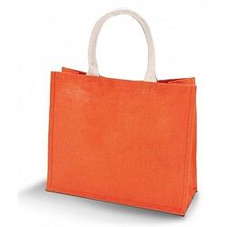 Foto van Jute oranje shopper/boodschappen tas 42 cm - boodschappentassen
