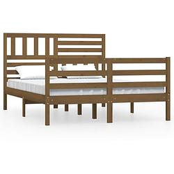 Foto van The living store bedframe - massief grenenhout - 140 x 200 cm - honingbruin