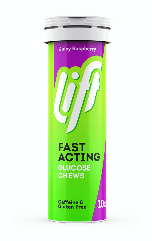 Foto van Lift fast acting glucose kauwtabletten - framboos