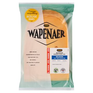 Foto van Wapenaer belegen noordhollandse gouda kaas 48+ voordeelverpakking ca. 350g bij jumbo