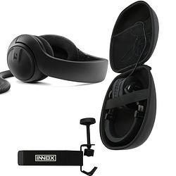 Foto van Sennheiser hd 400 pro met case en hoofdtelefoonhouder