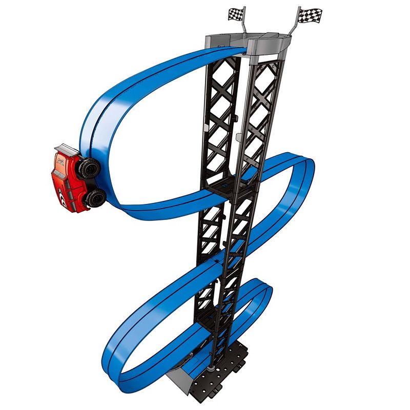 Foto van Gearbox magnetische racebaan - 1 meter hoog - 20 onderdelen - inclusief auto - blauw