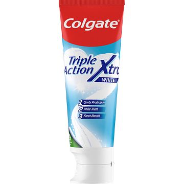 Foto van Colgate triple action whitening tandpasta voordeelverpakking 4 x 75ml bij jumbo