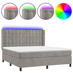 Foto van The living store boxspring bed - fluweel - 160x200 - verstelbaar hoofdbord - led - pocketvering matras -