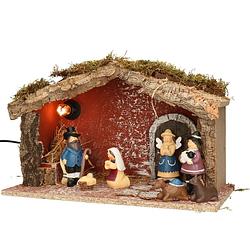 Foto van Complete kerststal met 7x st kerststal beelden - h24 cm - kerststallen