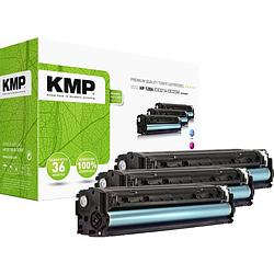 Foto van Kmp h-t144 cmy tonercassette combipack vervangt hp 128a, ce321a, ce322a, ce323a cyaan, magenta, geel 1300 bladzijden compatibel toner multipack