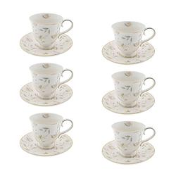 Foto van Haes deco - kop en schotel set van 6 - 220 ml - porselein - tableware flowers