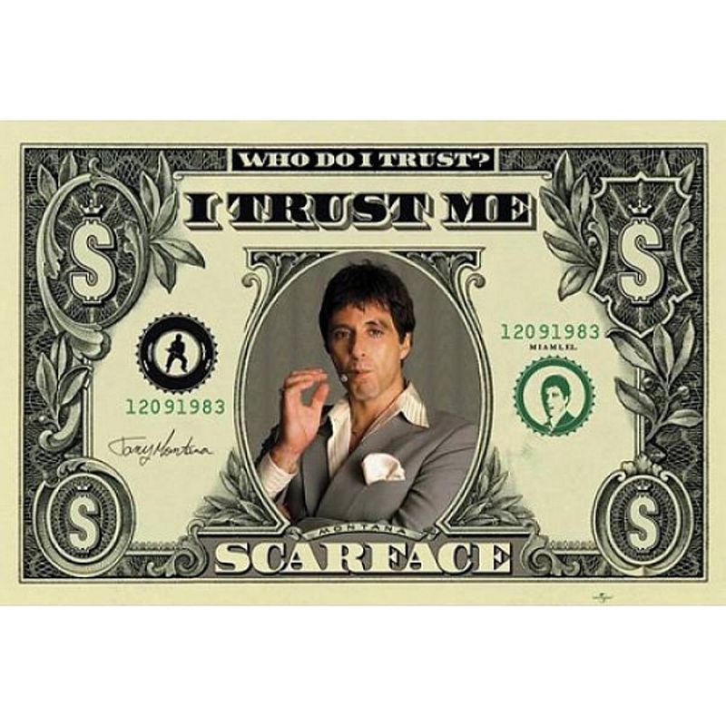 Foto van Poster scarface dollar 61 x 91,5 cm