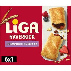 Foto van Liga haverkick koekrepen bosvruchten 6 stuks 200g bij jumbo