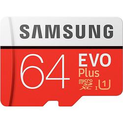 Foto van Samsung microsd class 10 evo+ 64gb micro sd-kaart rood