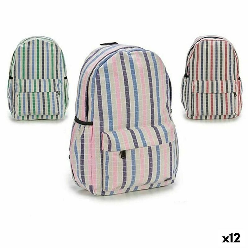 Foto van Schoolrugzak strepen multicolour 13 x 45 x 31 cm 12 stuks