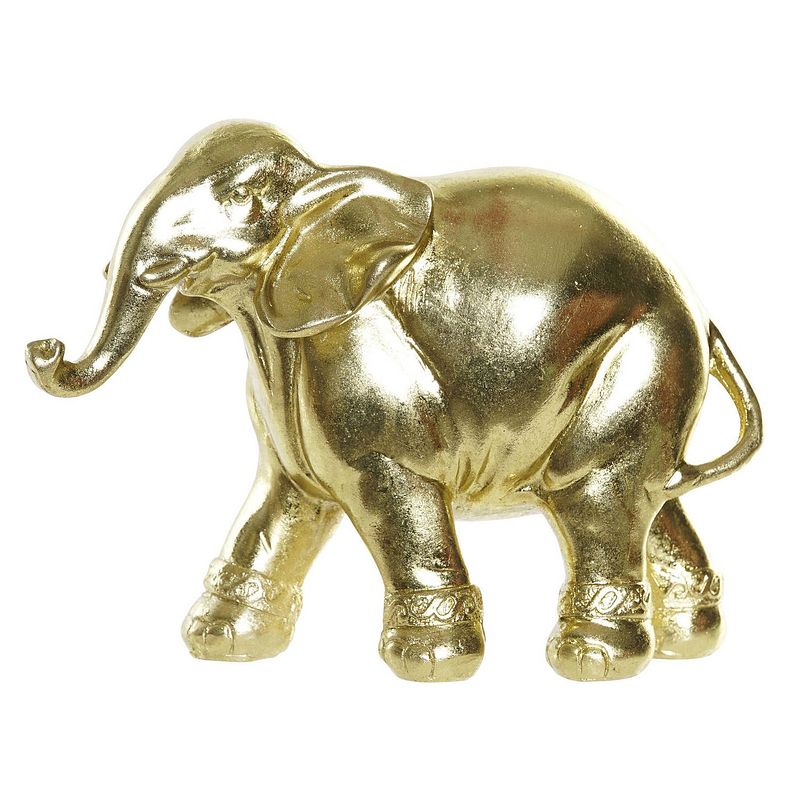 Foto van Woondecoratie gouden indische olifant 17 x 6 x 12 cm - keramieken olifanten beeldjes