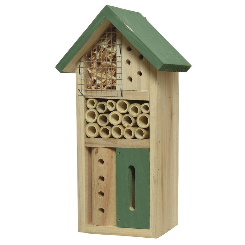 Foto van Groen insectenhotel huisje 26 cm - insectenhotel