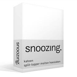 Foto van Snoozing - molton - split-topper - hoeslaken - katoen - 200x200 - wit