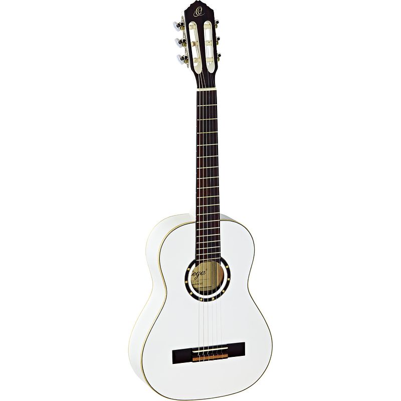 Foto van Ortega family series r121-1/2 klassieke gitaar wit met gigbag