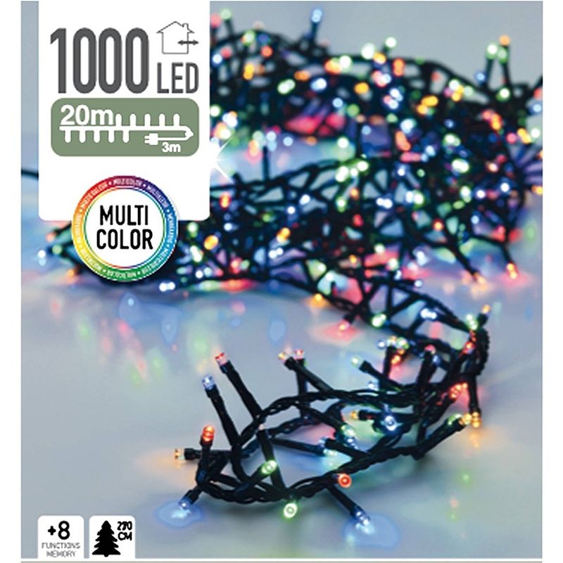 Foto van Greenwire microcluster lichtslinger 1000 led lampjes gekleurd, 20 meter