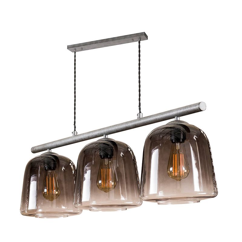 Foto van Hoyz - hanglamp grey shaded - 3 lampen - 97x23x150