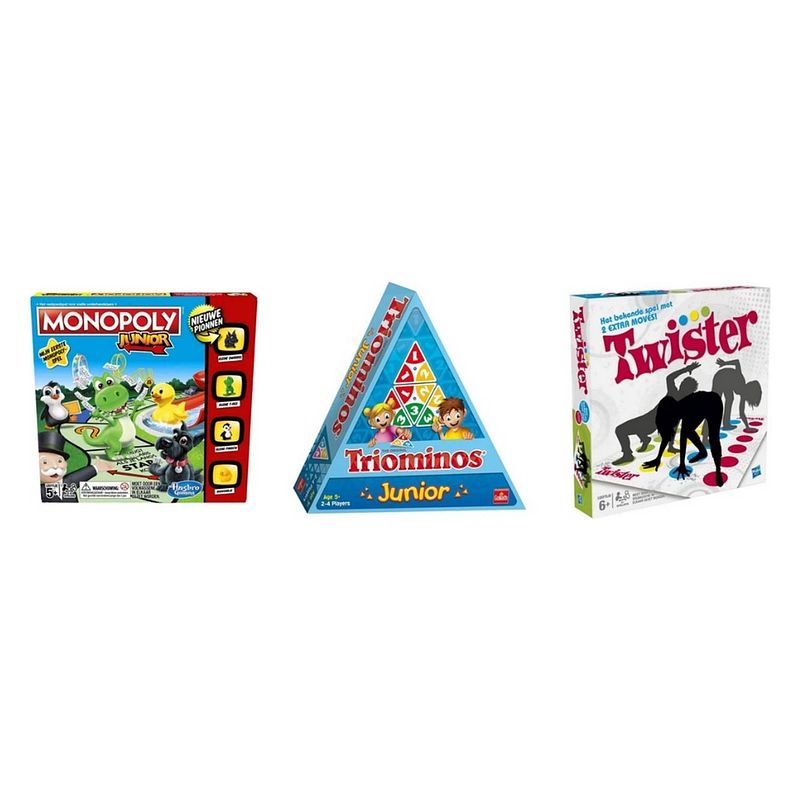 Foto van Spellenbundel - 3 stuks - monopoly junior & triominos junior & twister