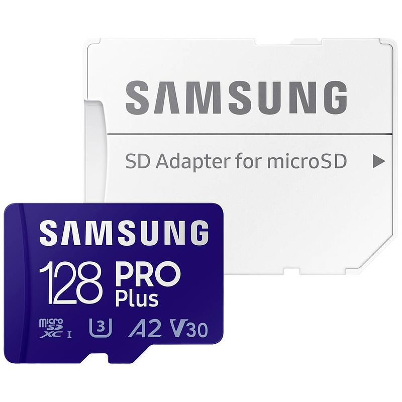 Foto van Samsung pro plus 128gb microsdxc micro sd-kaart blauw