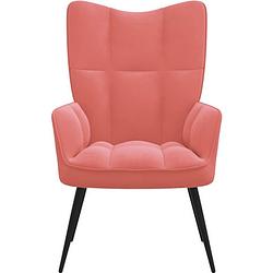 Foto van The living store relaxstoel - fluweel - roze - 61 x 70 x 96.5 cm - stevig en comfortabel