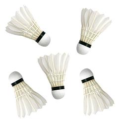 Foto van Set van 10x stuks badminton shuttles met veertjes wit - veren shuttles om mee te badmintonnen - 9 x 6 cm