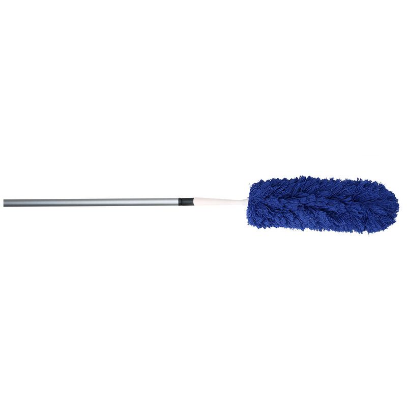 Foto van Plumeau/duster microvezel met telescoopsteel 75 - 150 cm blauw - plumeaus