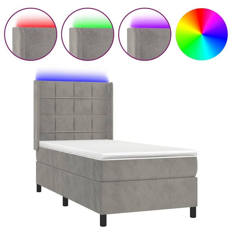 Foto van The living store bed - comfort - boxspring - 100x200 cm - led - pocketvering