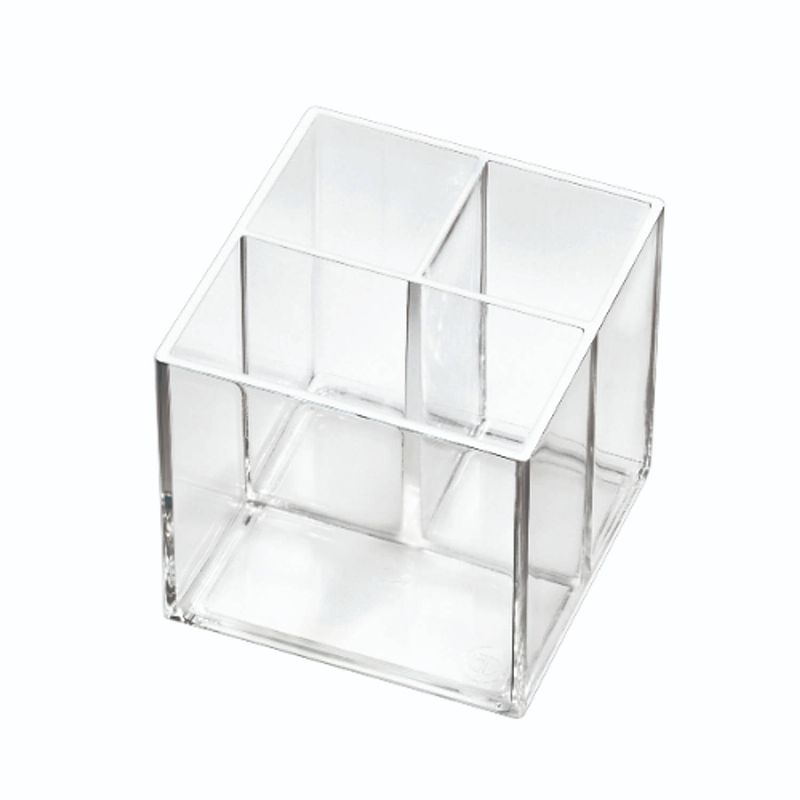 Foto van Idesign - make-up organizer met 3 vakken, 10.2 x 10.2 x 10.2 cm, transparant - idesign sarah tanno collection