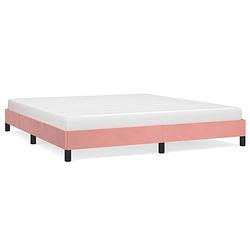 Foto van The living store bedframe fluweel - roze - 203x163x25cm - multiplex lattenbodem