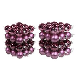 Foto van 72x stuks glazen kerstballen cherry roze (heather) 4 en 6 cm mat/glans - kerstbal