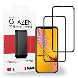 Foto van 2-pack bmax apple iphone xr screenprotector - glass - full cover 5d - black