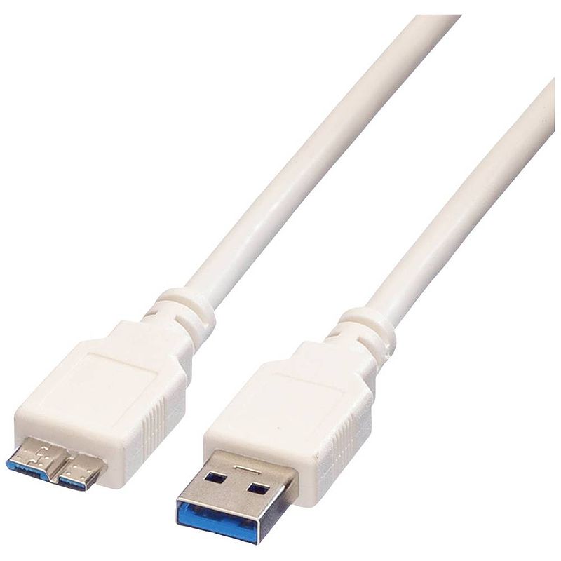 Foto van Value usb-kabel usb 3.2 gen1 (usb 3.0 / usb 3.1 gen1) usb-a stekker, usb-micro-b stekker 2.00 m wit afgeschermd 11.99.8875