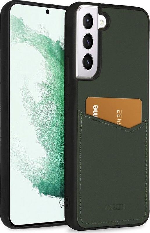Foto van Accezz premium leather card slot backcover samsung galaxy s22 plus telefoonhoesje groen