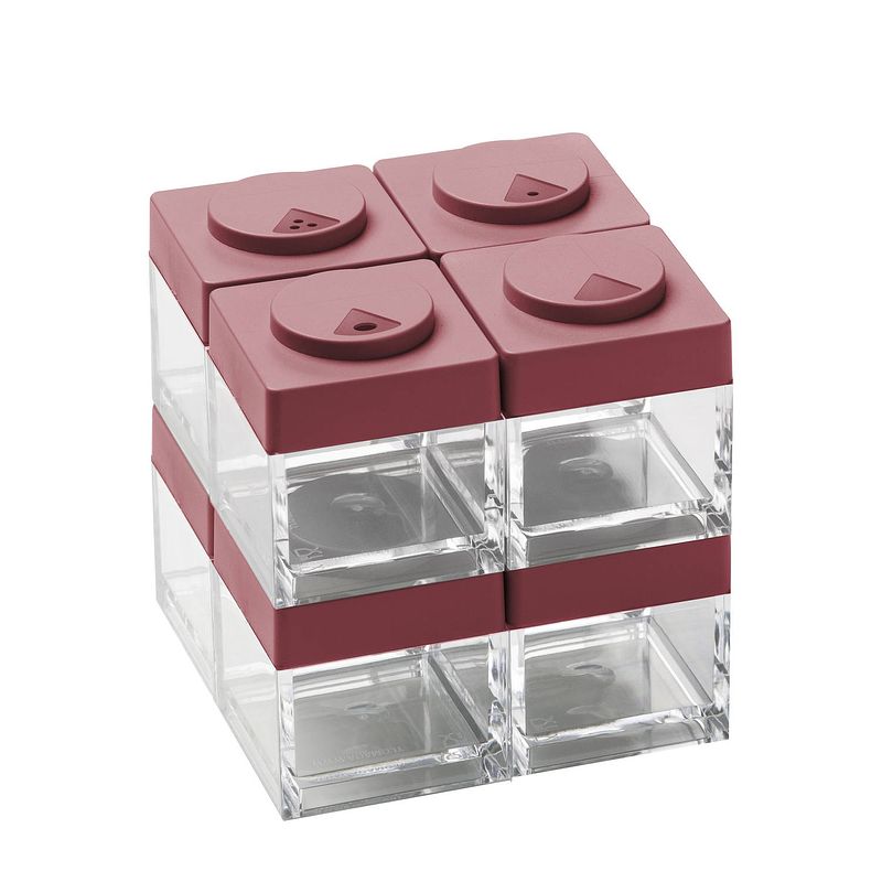 Foto van Omada - kruidenpotje met strooideksel, set van 8, rood - omada brickstore