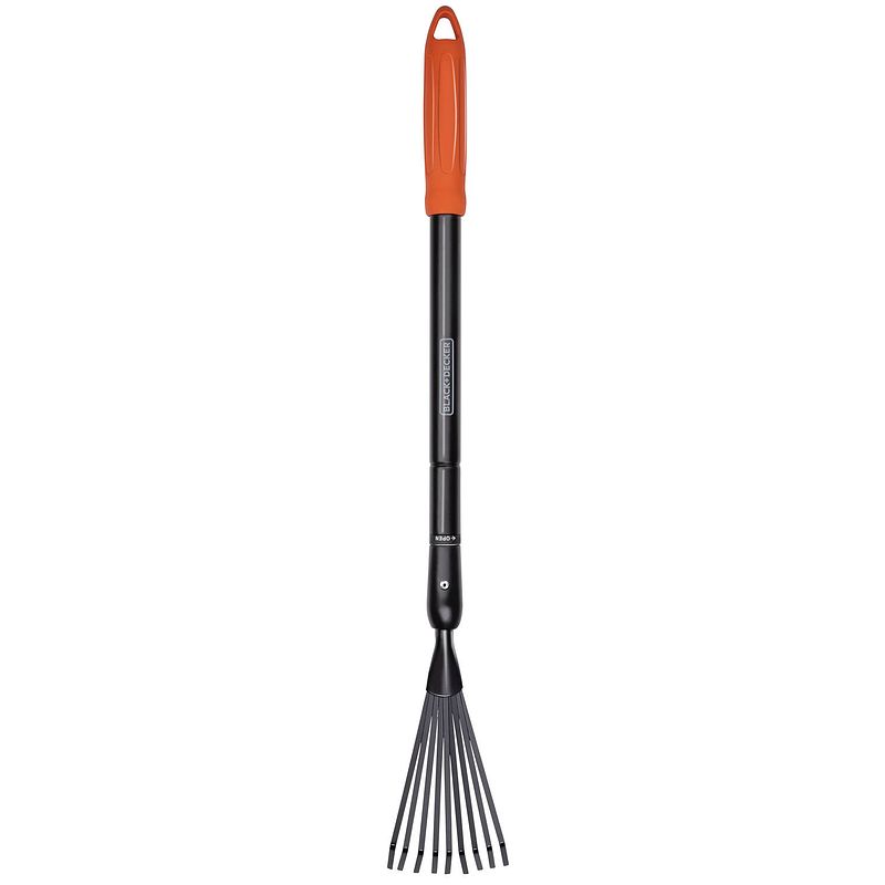 Foto van Black+decker bladhark bxgtto7050 - verstelbaar van 77 tot 110 cm - tuinhark - zwart/oranje