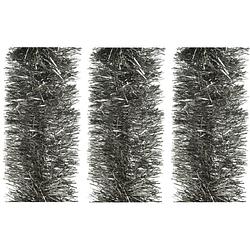 Foto van 4x stuks kerstboom slingers/lametta guirlandes antraciet (warm grey) 270 x 10 cm - kerstslingers