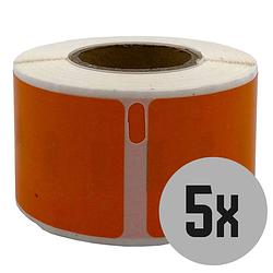 Foto van Dula dymo compatible labels - oranje - 99010 - s0722370 - adresetiketten - 5 rollen - 28 x 89 mm - 130 labels per rol