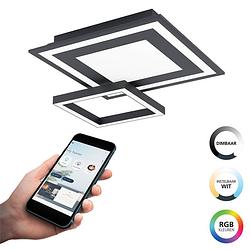 Foto van Eglo connect.z savatarila-z smart plafondlamp - 45 cm - zwart/wit - instelbaar rgb & wit licht - dimbaar - zigbee